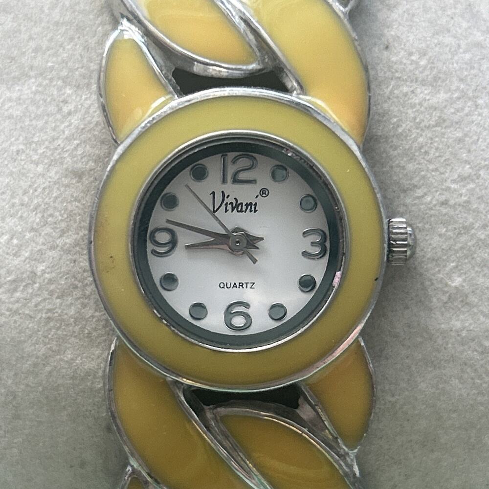 Vivani Yellow And Silver Tone Women’s Cuff Quartz Watch
